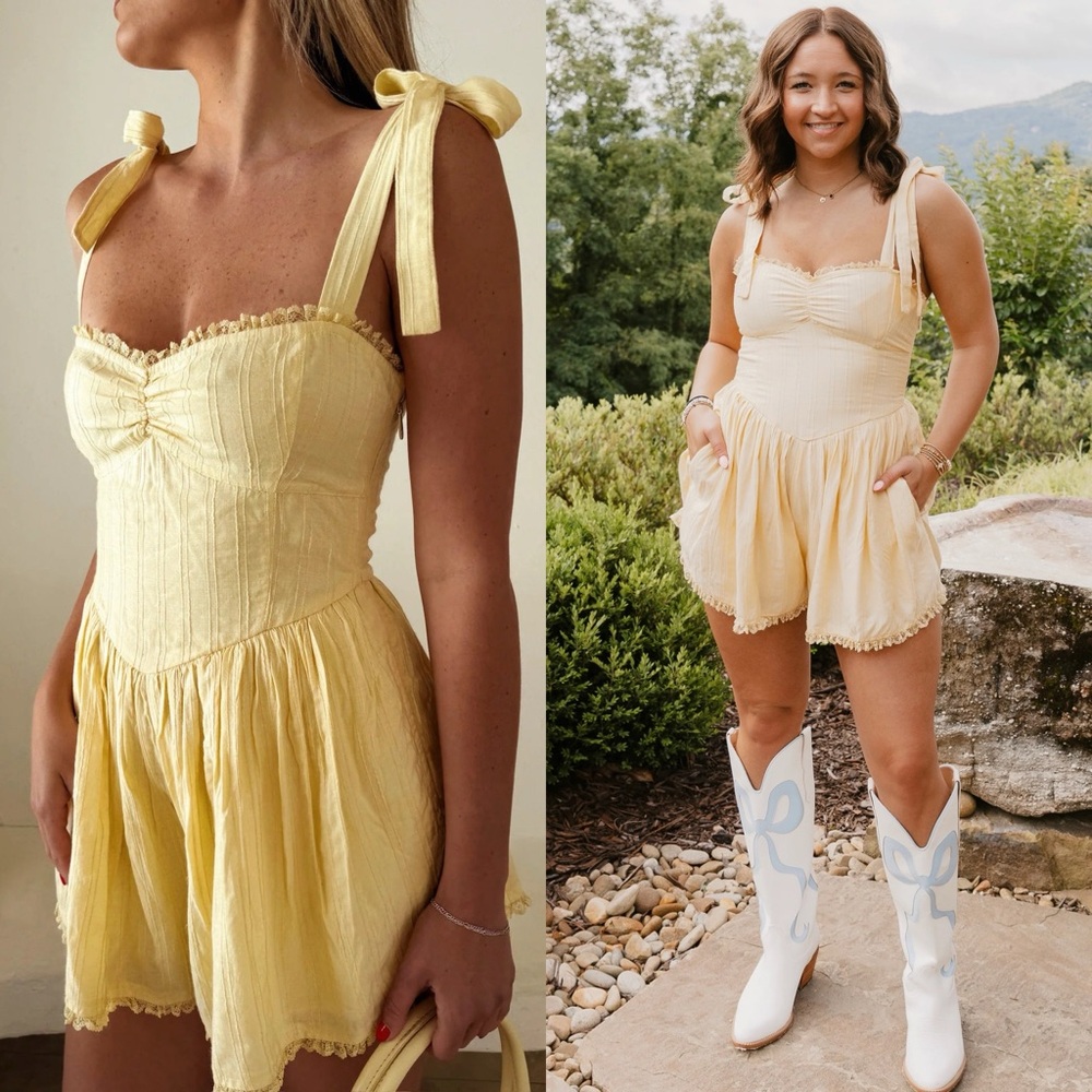 Show Me Your Mumu Regal Romper In Lemonade Yellow